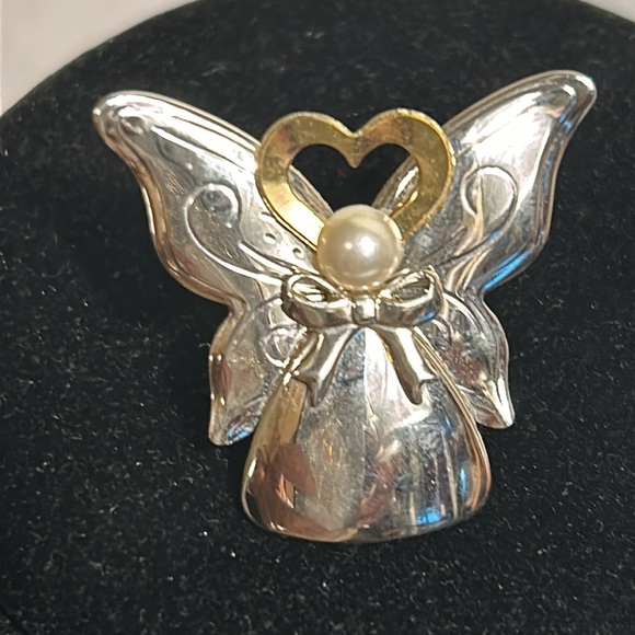 Vintage 94 Jane Pin/brooch Angel of Love Pearl Silver and Gold Signed - Picture 11 of 13